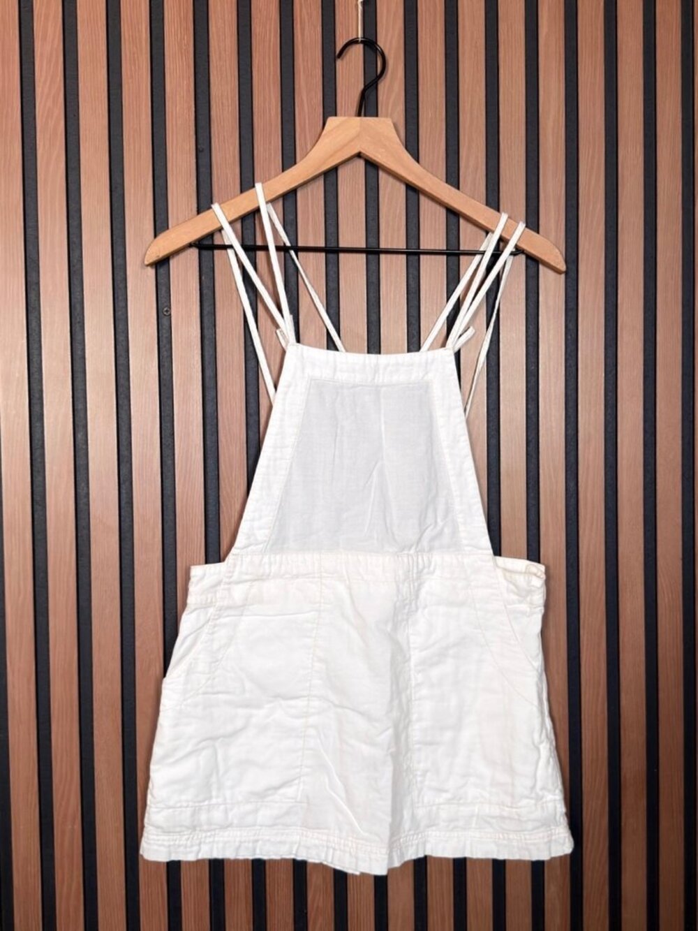 Free People Mini Dress Small White Cross Back Sleeveless 100% Cotton Strappy